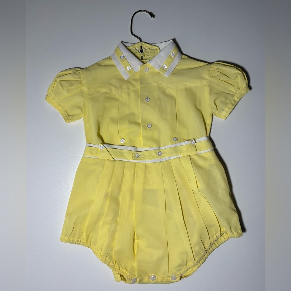 Vintage Yellow and White Baby Romper Set
